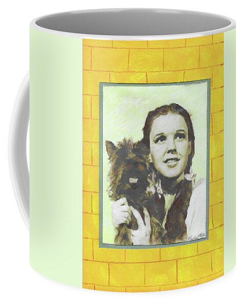 Art Coffee Mug featuring the drawing Dorothy and Toto by Mad Hatter