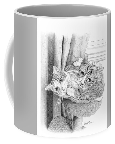 Cats Coffee Mug featuring the drawing Naughty Boys by Louise Howarth