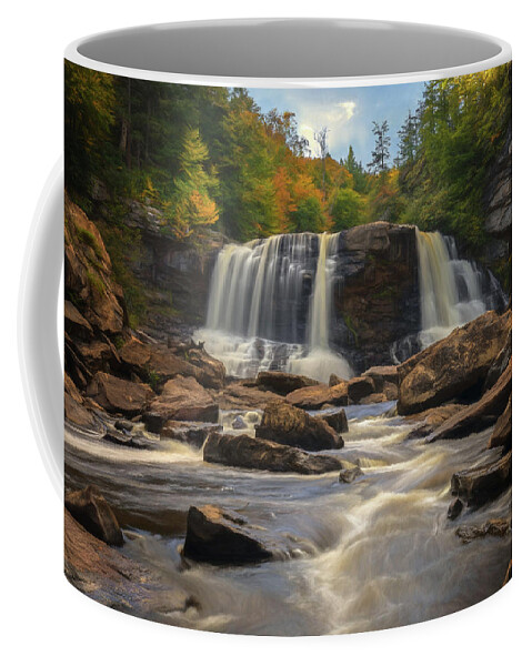 Blackwater Falls Coffee Mug featuring the photograph Downstream at Blackwater Falls by Jaki Miller
