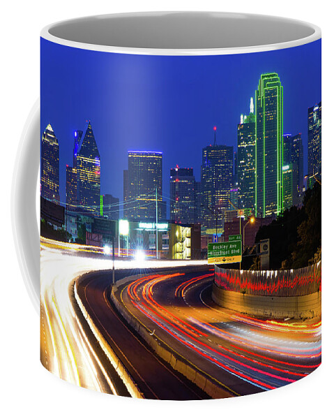 Dallas Skyline Coffee Mug featuring the photograph Downtown Dallas Texas City Skyline at Dusk by Gregory Ballos