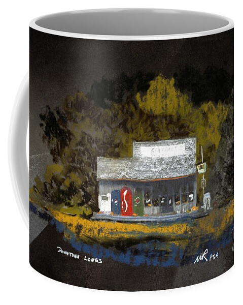 Pastel Coffee Mug featuring the pastel Downtown Lowes by William Renzulli