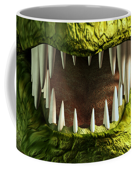 Mask Coffee Mug featuring the digital art Dragon Teeth by Daniel Eskridge