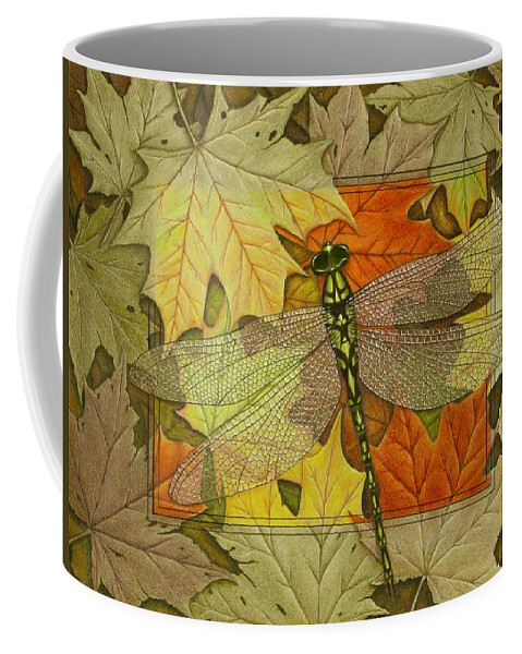 Kim Mcclinton Coffee Mug featuring the drawing Dragonfly Fall by Kim McClinton