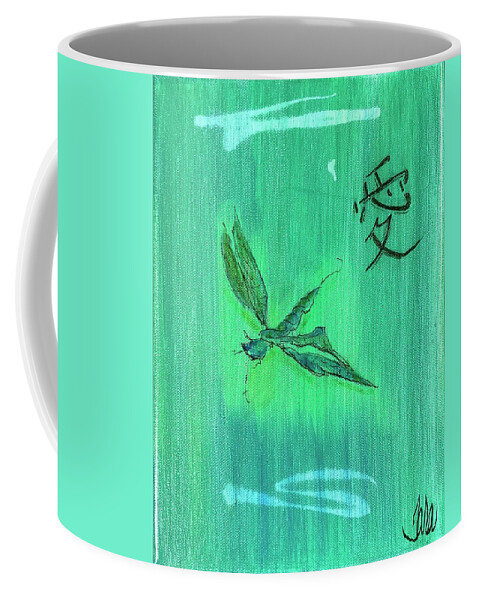 Dragonfly Coffee Mug featuring the painting Dragons Love by Tara Strange Dunbar