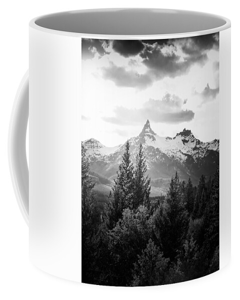Dramatic Beartooth Peak Black And White Coffee Mug featuring the photograph Dramatic Beartooth Peak Black And White by Dan Sproul