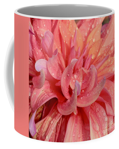Colored Coffee Mug featuring the photograph Dramatic Dahlia with Droplets by Carol Groenen