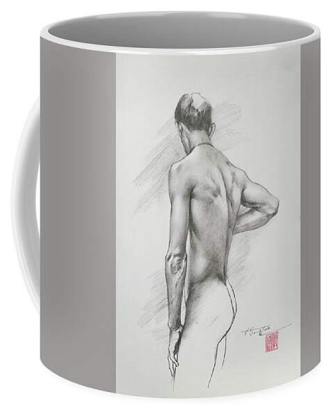 Male Nude Coffee Mug featuring the drawing Drawing male nude #20925 by Hongtao Huang