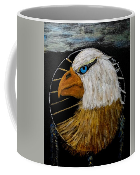 Eagle Coffee Mug featuring the painting DreamCaught by Anna Adams
