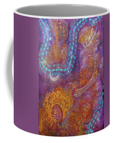 Known And Unknown Coffee Mug featuring the painting Dreaming Between the Known and Unknown by Feather Redfox