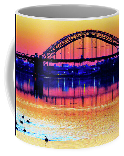 Bridge Coffee Mug featuring the photograph Drenched in Sunset Colors by Linda Stern