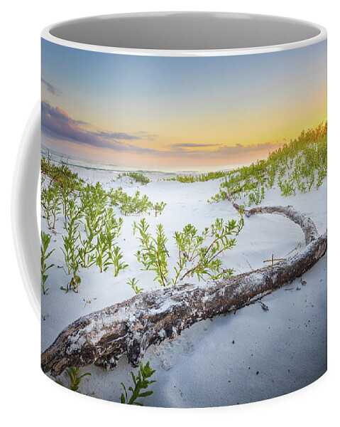 Beach Coffee Mug featuring the photograph Driftwood At Sunset by Jordan Hill