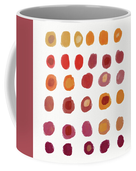 Dots Coffee Mug featuring the mixed media Drops of Fall Color- Art by Linda Woods by Linda Woods