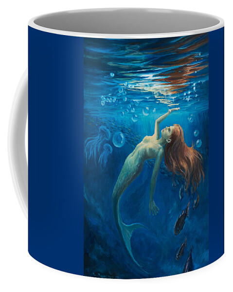 Mermaid Coffee Mug featuring the painting Drops of light by Marco Busoni