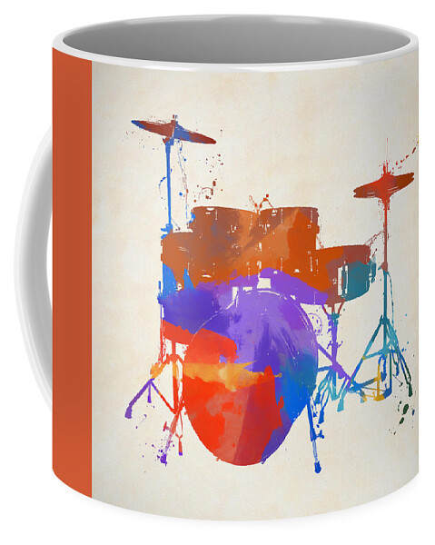 Drum Set Color Splash Painting Coffee Mug featuring the painting Drum Set Color Splash Painting by Dan Sproul