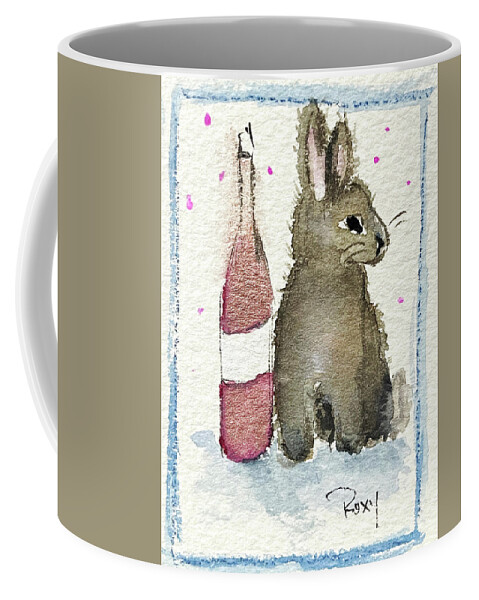 Bunny Coffee Mug featuring the painting Drunk Bunny 1 by Roxy Rich