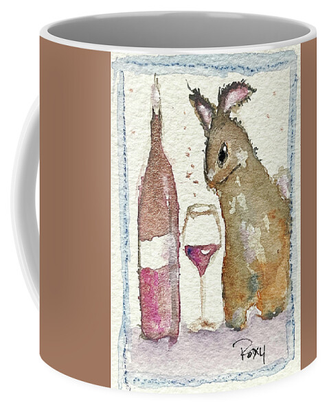 Bunny Coffee Mug featuring the painting Drunk Bunny by Roxy Rich