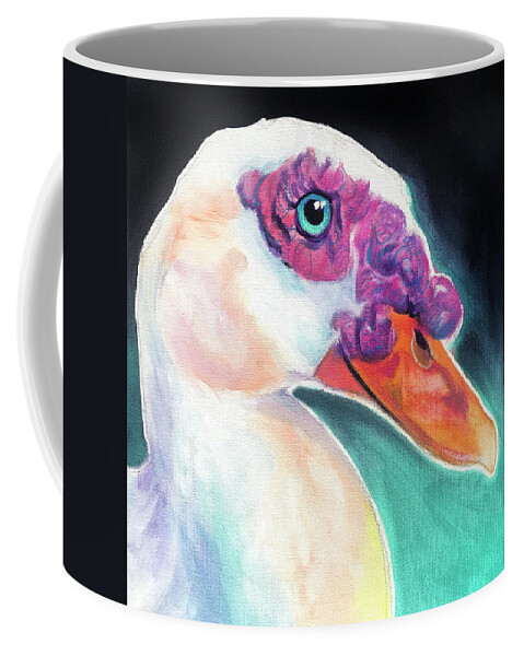 Duck Coffee Mug featuring the painting Duckie by DawgPainter