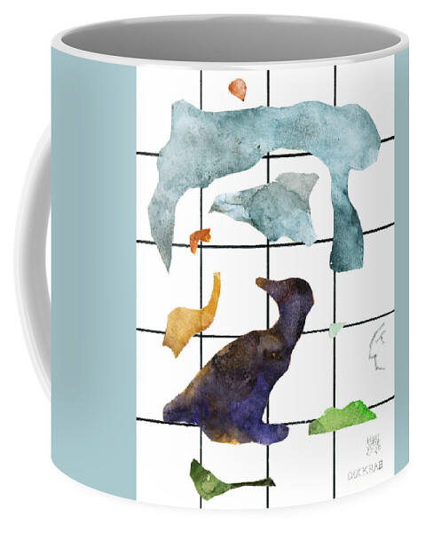 Cut Outs Coffee Mug featuring the mixed media Duckrab by Hans Egil Saele