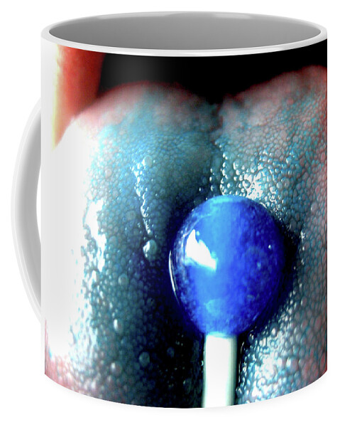 Mouth Tongue Blue Dum Dumb Sucker Coffee Mug featuring the photograph Dum Dumb by Kasey Jones