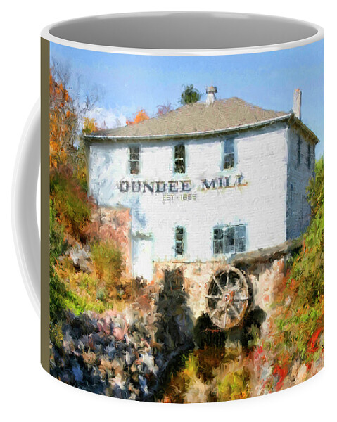 Dundee Coffee Mug featuring the digital art Dundee Mill, Dundee WI by Stacey Carlson