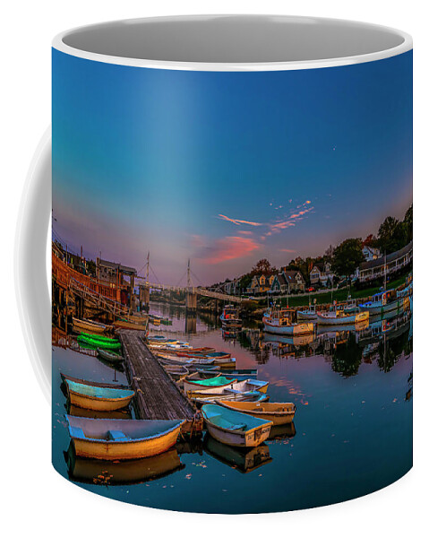 Perkins Cove Coffee Mug featuring the photograph Dusk at Perkins Cove by Penny Polakoff