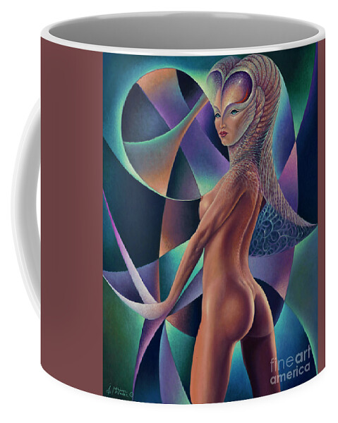 Queen Coffee Mug featuring the painting Dynamic Queen III by Ricardo Chavez-Mendez