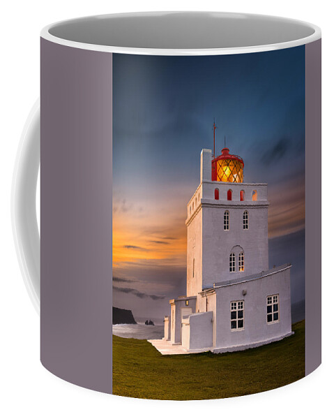 Dyrholaey Coffee Mug featuring the photograph Dyrholaey Lighthouse by Peter Boehringer