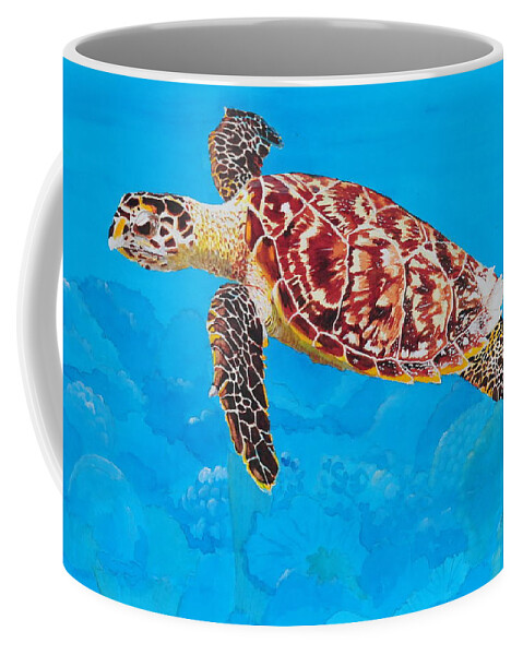 Turtle Coffee Mug featuring the painting Ea Hawksbill Turtle by John W Walker