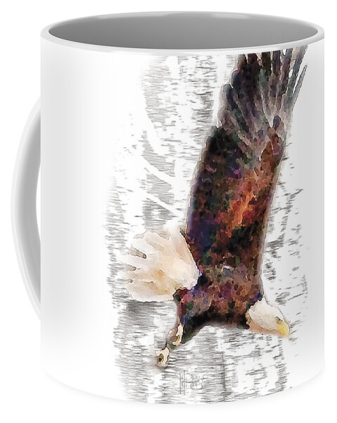 Bold Eagle Coffee Mug featuring the digital art Eagle - Bone Mesa by Gene Bollig