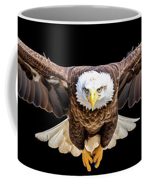 Eagle Coffee Mug featuring the digital art Eagle Flying towards you 01 by Matthias Hauser