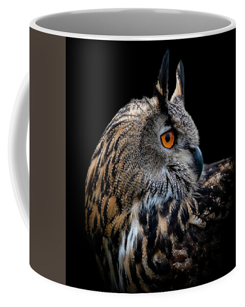  Coffee Mug featuring the digital art Eagle Owl Portrait by Marjolein Van Middelkoop