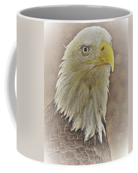 Eagle Eye Close Yellow Feathers Coffee Mug featuring the photograph Eagle2 by John Linnemeyer