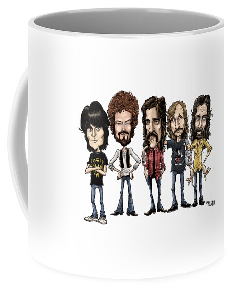 Cartoon Coffee Mug featuring the drawing Eagles, 1976 in color by Mike Scott
