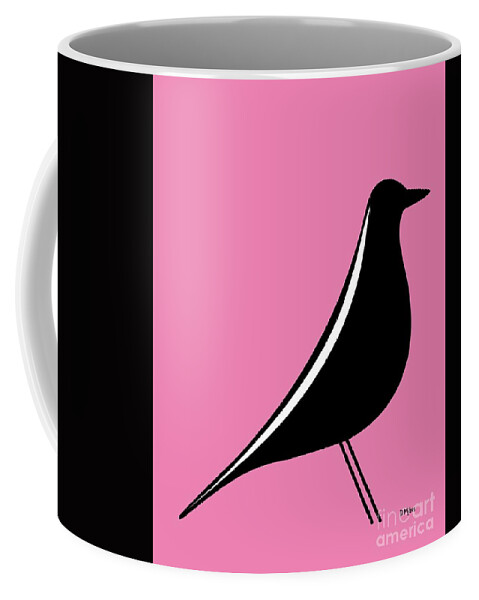 Mid Century Modern Coffee Mug featuring the digital art Eames House Bird on Pink by Donna Mibus