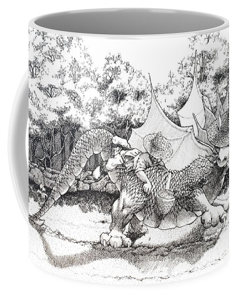 Prehistoric Coffee Mug featuring the drawing Early Agriculture by Merana Cadorette
