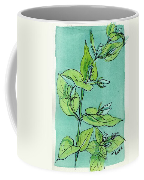 Just A Simple Drawing Of A Flowering Plant In Early Spring. Enjoy. Coffee Mug featuring the drawing Early Spring by Tammy Nara