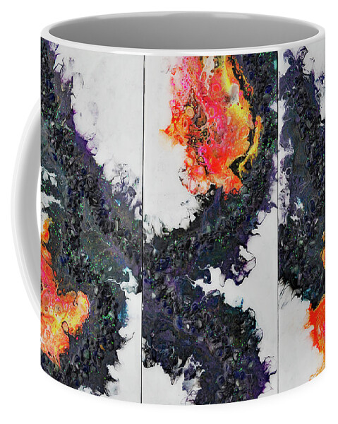 Triptych Coffee Mug featuring the painting Earth Gems #19W098 by Lori Sutherland