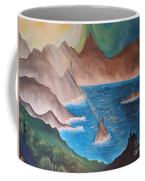 Earth Coffee Mug featuring the painting Earth, Sea and Sky by April Reilly