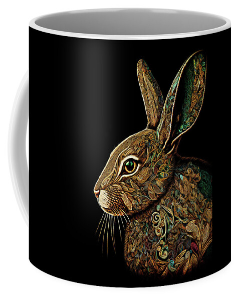 Rabbits Coffee Mug featuring the digital art Earthy Rabbit by Peggy Collins