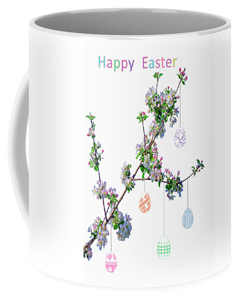 Branch Coffee Mug featuring the mixed media Easter Egg Tree by Moira Law