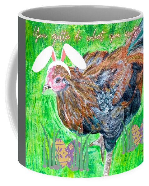 Rooster Coffee Mug featuring the painting Easter in the Gig Economy by Melody Fowler