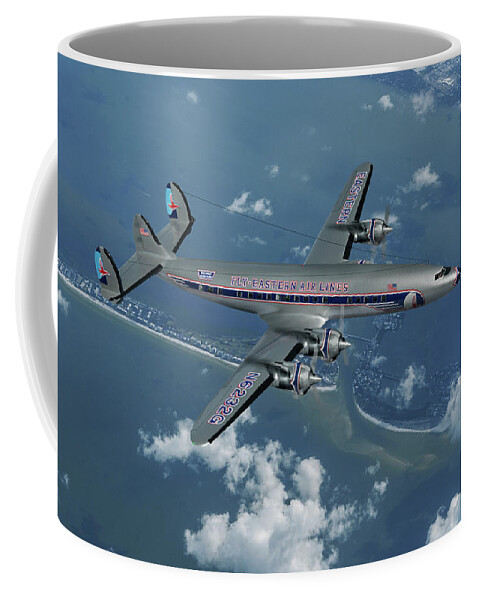 Eastern Air Lines Coffee Mug featuring the digital art Eastern Air Lines Super Constellation by Erik Simonsen