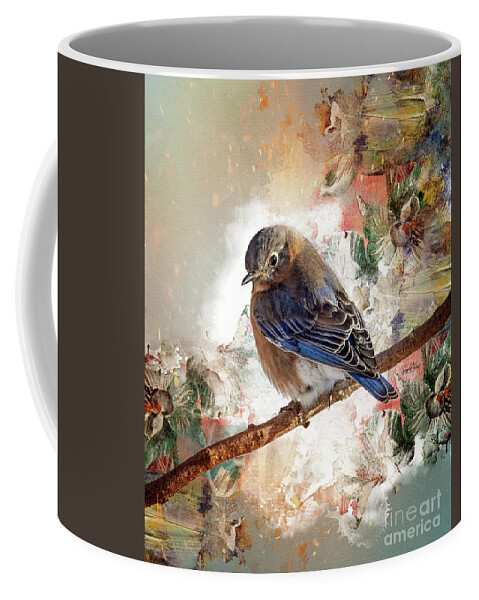 Bluebird Coffee Mug featuring the photograph Eastern Bluebird botanical styled art photo by Sandra Rust
