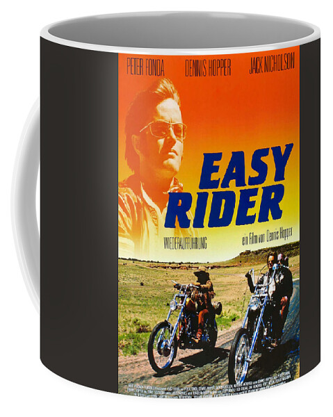 Movie Poster Coffee Mug featuring the mixed media ''Easy Rider'', with Peter Fonda and Dennis Hopper, 1969 by Movie World Posters
