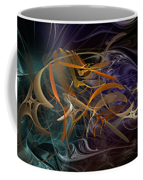 Abstract Coffee Mug featuring the digital art Echo - Modern Dark Abstract Fractal Wall Art Prints by iAbstractArt