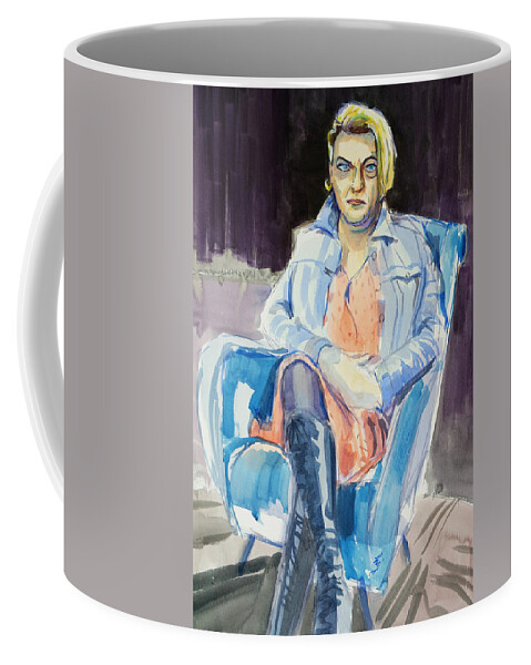 Eddie Izzard Coffee Mug featuring the painting Eddie Izzard Sky Arts Portrait Artist of the Year by Mike Jory