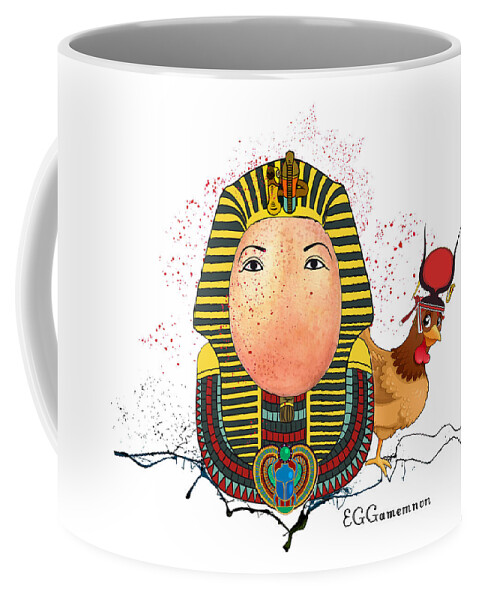 Egg Coffee Mug featuring the painting EGGamemnon by Miki De Goodaboom