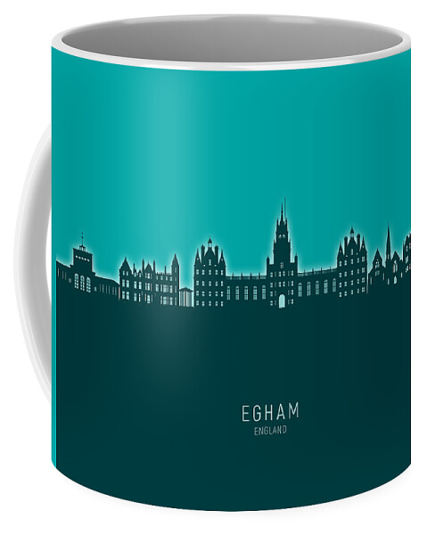 Egham Coffee Mug featuring the digital art Egham England Skyline #56 by Michael Tompsett