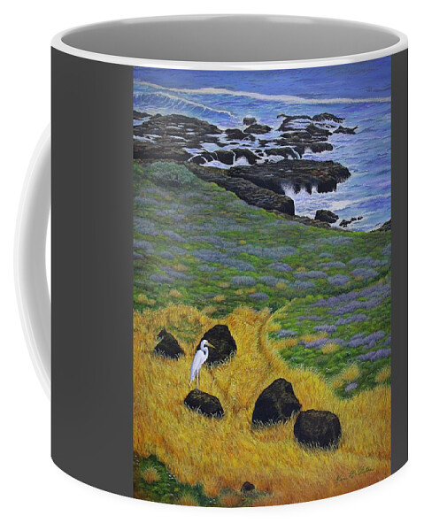 Kim Mcclinton Coffee Mug featuring the painting Egret Egress by Kim McClinton