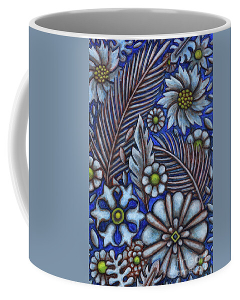 Floral Coffee Mug featuring the painting Egyptian Blue Florascape by Amy E Fraser